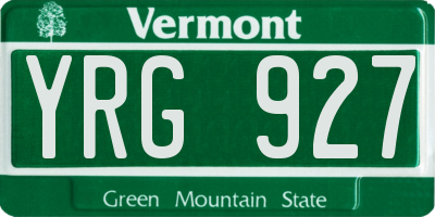 VT license plate YRG927