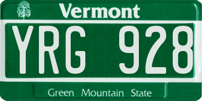VT license plate YRG928
