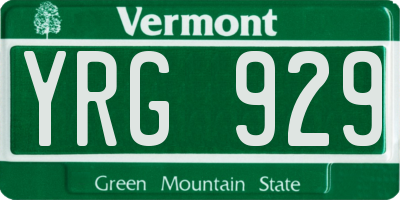 VT license plate YRG929