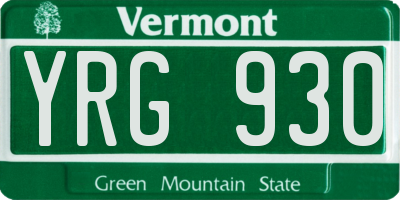 VT license plate YRG930