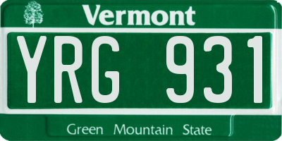 VT license plate YRG931