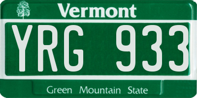 VT license plate YRG933