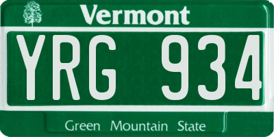 VT license plate YRG934