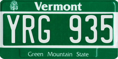VT license plate YRG935