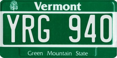 VT license plate YRG940