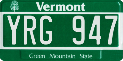 VT license plate YRG947