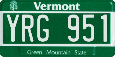 VT license plate YRG951