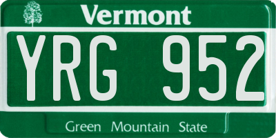 VT license plate YRG952