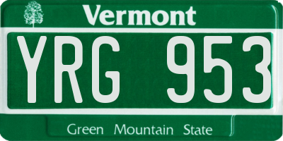 VT license plate YRG953