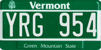 VT license plate YRG954