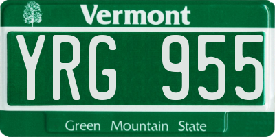 VT license plate YRG955