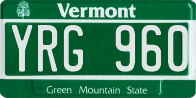 VT license plate YRG960