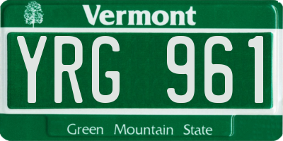 VT license plate YRG961