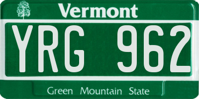 VT license plate YRG962