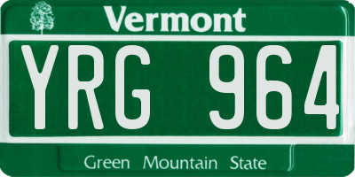 VT license plate YRG964