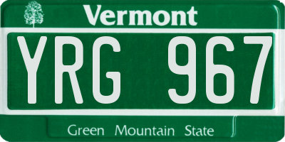 VT license plate YRG967