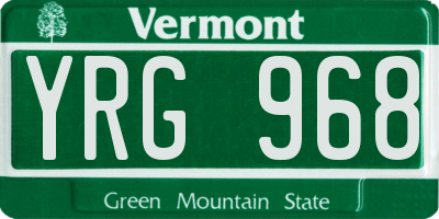VT license plate YRG968