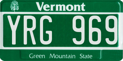VT license plate YRG969