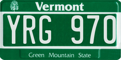 VT license plate YRG970