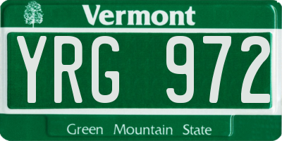 VT license plate YRG972