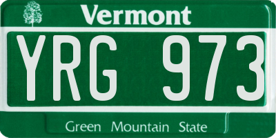VT license plate YRG973