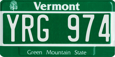 VT license plate YRG974