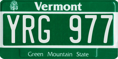 VT license plate YRG977
