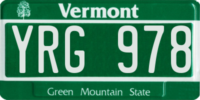 VT license plate YRG978