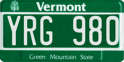 VT license plate YRG980
