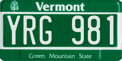 VT license plate YRG981