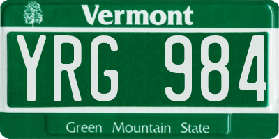 VT license plate YRG984