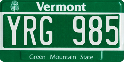 VT license plate YRG985