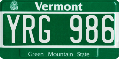 VT license plate YRG986