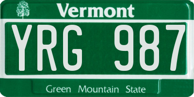 VT license plate YRG987