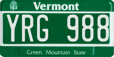 VT license plate YRG988