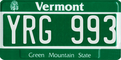 VT license plate YRG993
