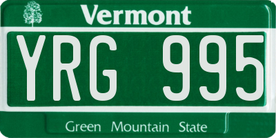 VT license plate YRG995