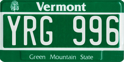 VT license plate YRG996