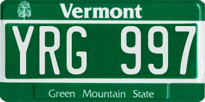 VT license plate YRG997
