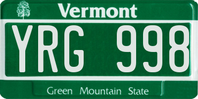 VT license plate YRG998