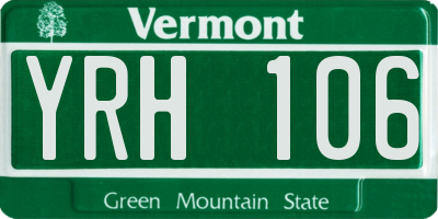 VT license plate YRH106