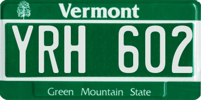 VT license plate YRH602