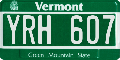 VT license plate YRH607