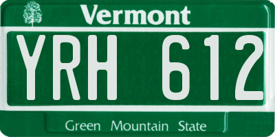 VT license plate YRH612
