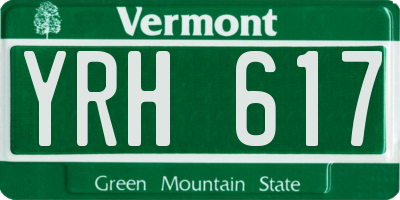 VT license plate YRH617