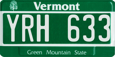 VT license plate YRH633