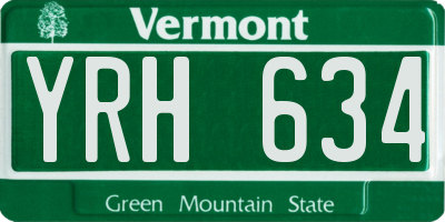 VT license plate YRH634