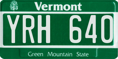VT license plate YRH640