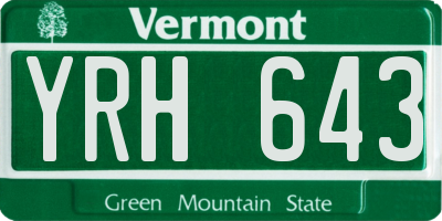 VT license plate YRH643