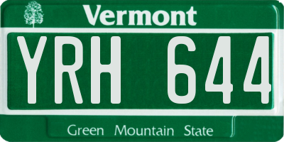 VT license plate YRH644